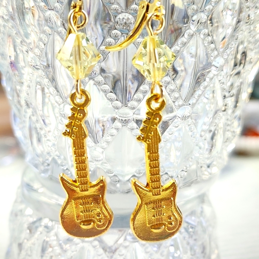 Goldtone Electric Guitar Earrings!